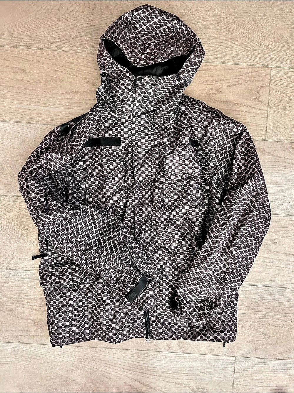 DC Hooded Snow Jacket in Brown & Black — Like New